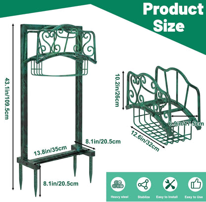 Garden Hose Holder - Upgraded Water Hose Holder Holds, Heavy Duty Metal Freestanding Hose Stand Sturdy, Detachable Garden Hoses Storage Rack for Outside Yard Lawn (Black)
