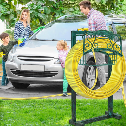 Garden Hose Holder - Upgraded Water Hose Holder Holds, Heavy Duty Metal Freestanding Hose Stand Sturdy, Detachable Garden Hoses Storage Rack for Outside Yard Lawn (Black)