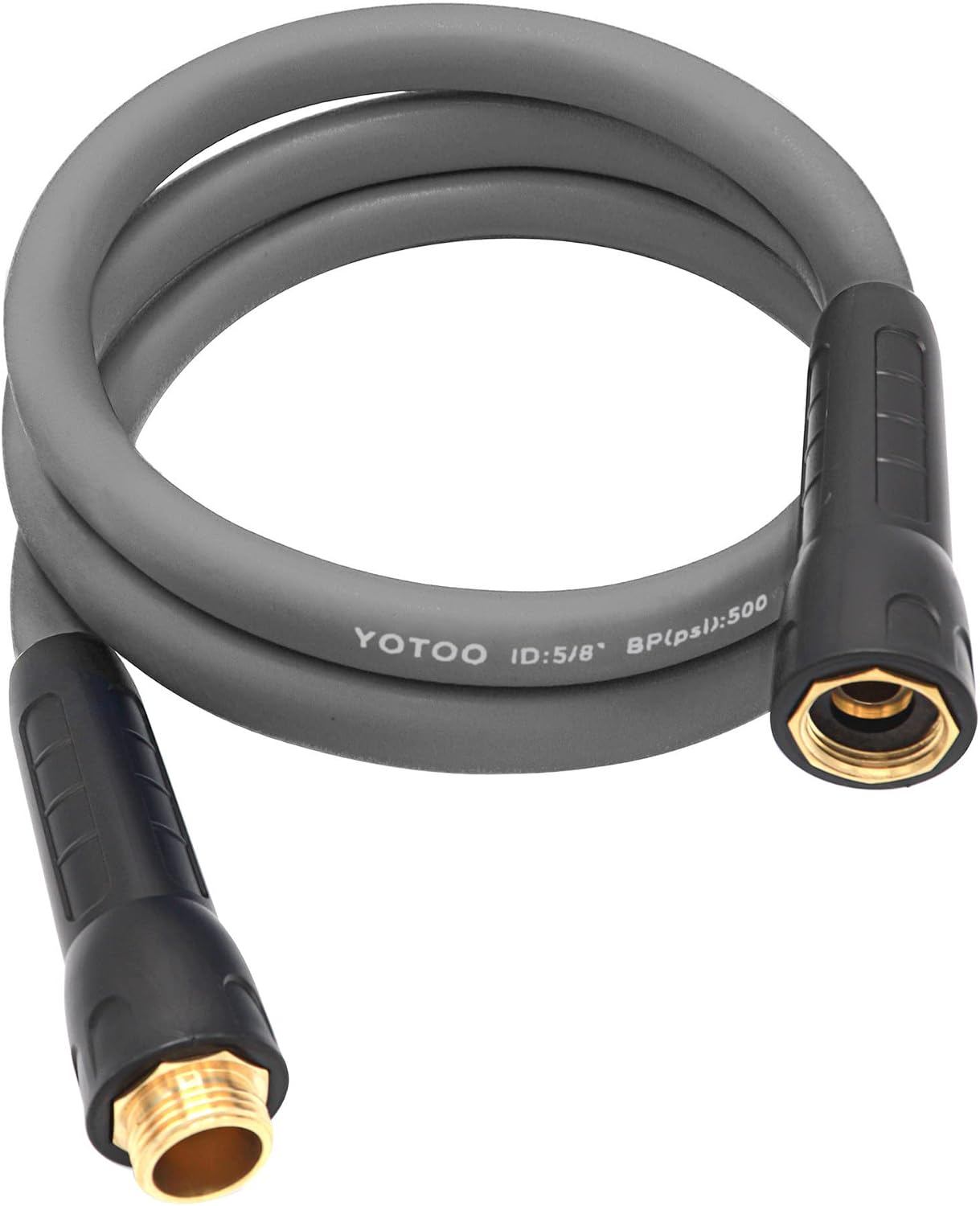 Heavy Duty Hybrid Garden Lead in Water Hose 5/8-Inch by 5-Feet 150 PSI, Kink Resistant, All-Weather Flexible with Swivel Grip Handle and 3/4" GHT Solid Brass Fittings, Gray