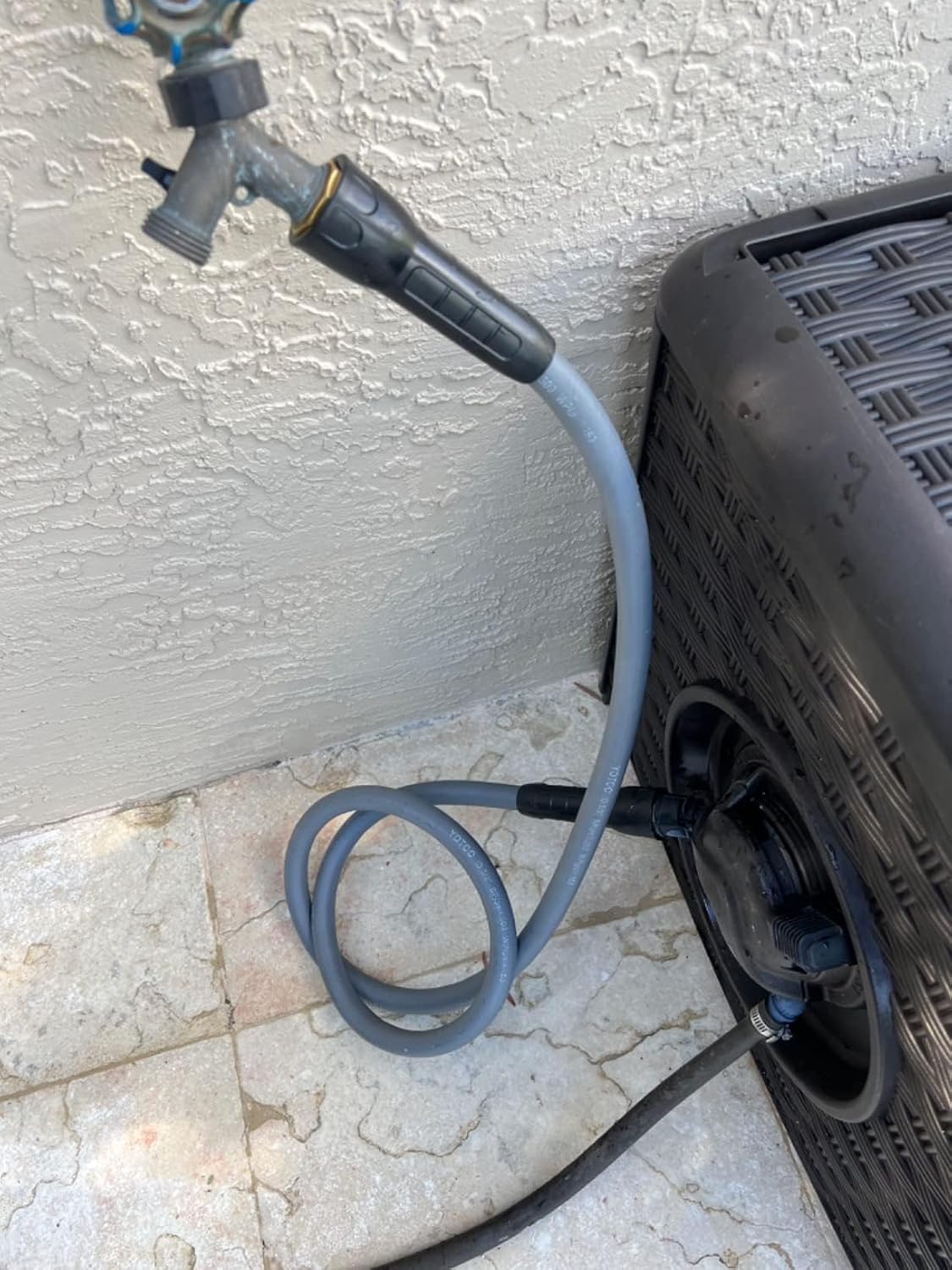 Heavy Duty Hybrid Garden Lead in Water Hose 5/8-Inch by 5-Feet 150 PSI, Kink Resistant, All-Weather Flexible with Swivel Grip Handle and 3/4" GHT Solid Brass Fittings, Gray