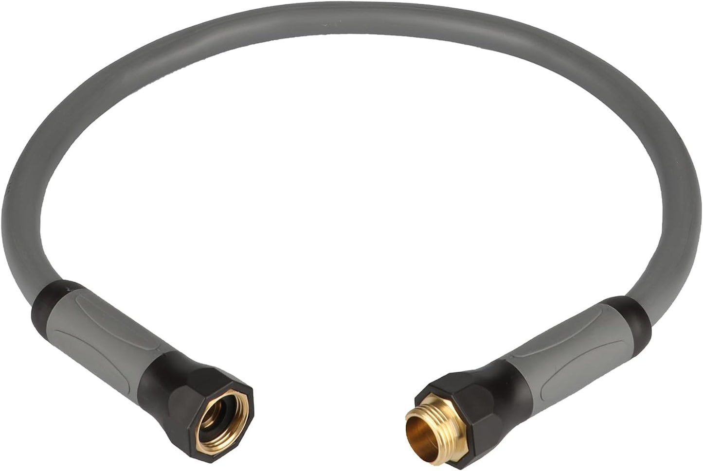Heavy Duty Hybrid Garden Lead in Water Hose 5/8-Inch by 5-Feet 150 PSI, Kink Resistant, All-Weather Flexible with Swivel Grip Handle and 3/4" GHT Solid Brass Fittings, Gray