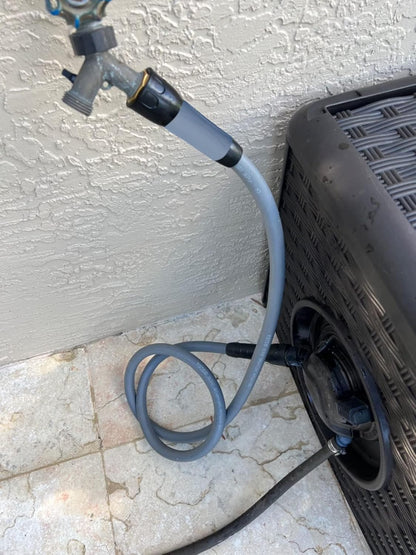 Heavy Duty Hybrid Garden Lead in Water Hose 5/8-Inch by 5-Feet 150 PSI, Kink Resistant, All-Weather Flexible with Swivel Grip Handle and 3/4" GHT Solid Brass Fittings, Gray