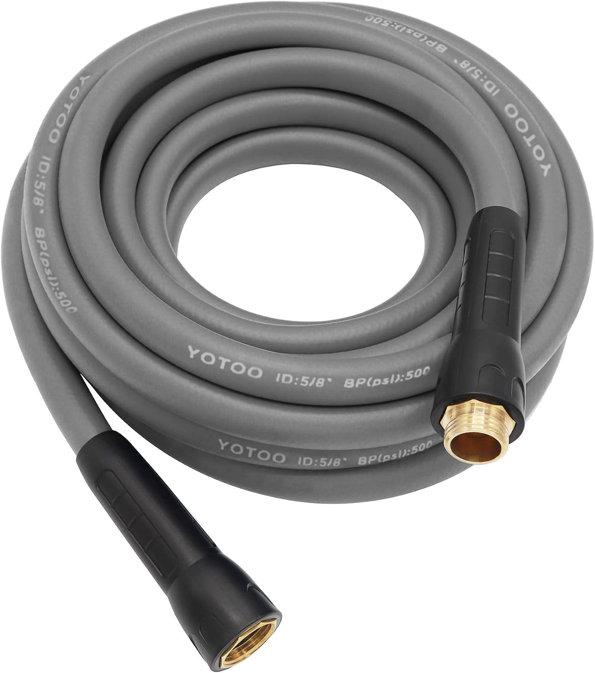 Heavy Duty Hybrid Garden Lead in Water Hose 5/8-Inch by 5-Feet 150 PSI, Kink Resistant, All-Weather Flexible with Swivel Grip Handle and 3/4" GHT Solid Brass Fittings, Gray