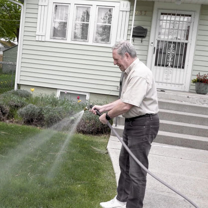 Heavy Duty Hybrid Garden Lead in Water Hose 5/8-Inch by 5-Feet 150 PSI, Kink Resistant, All-Weather Flexible with Swivel Grip Handle and 3/4" GHT Solid Brass Fittings, Gray