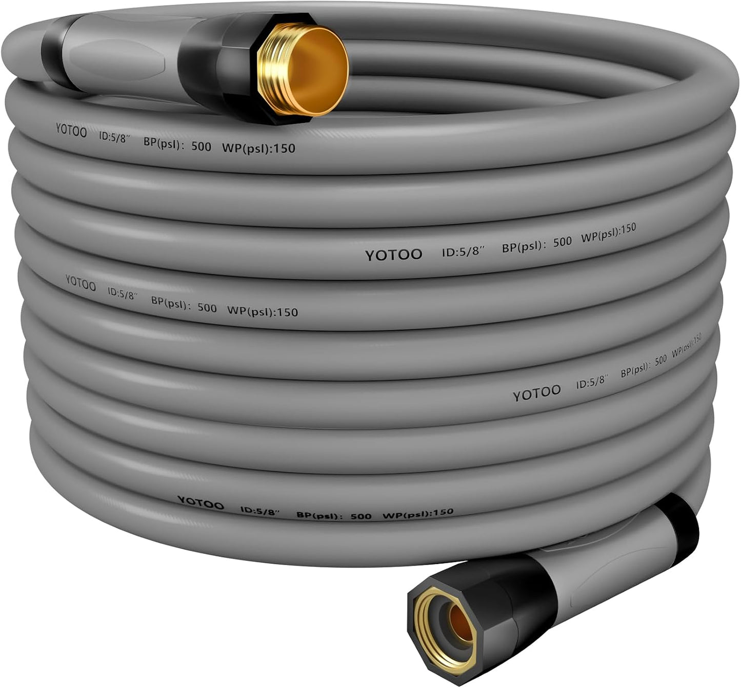 Heavy Duty Hybrid Garden Lead in Water Hose 5/8-Inch by 5-Feet 150 PSI, Kink Resistant, All-Weather Flexible with Swivel Grip Handle and 3/4" GHT Solid Brass Fittings, Gray