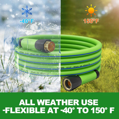 Heavy Duty Hybrid Garden Lead in Water Hose 5/8-Inch by 5-Feet 150 PSI, Kink Resistant, All-Weather Flexible with Swivel Grip Handle and 3/4" GHT Solid Brass Fittings, Gray