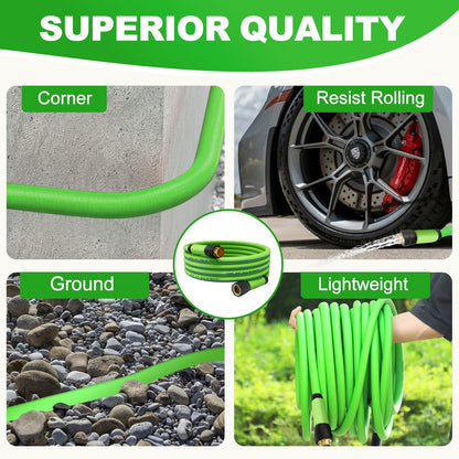 Heavy Duty Hybrid Garden Lead in Water Hose 5/8-Inch by 5-Feet 150 PSI, Kink Resistant, All-Weather Flexible with Swivel Grip Handle and 3/4" GHT Solid Brass Fittings, Gray