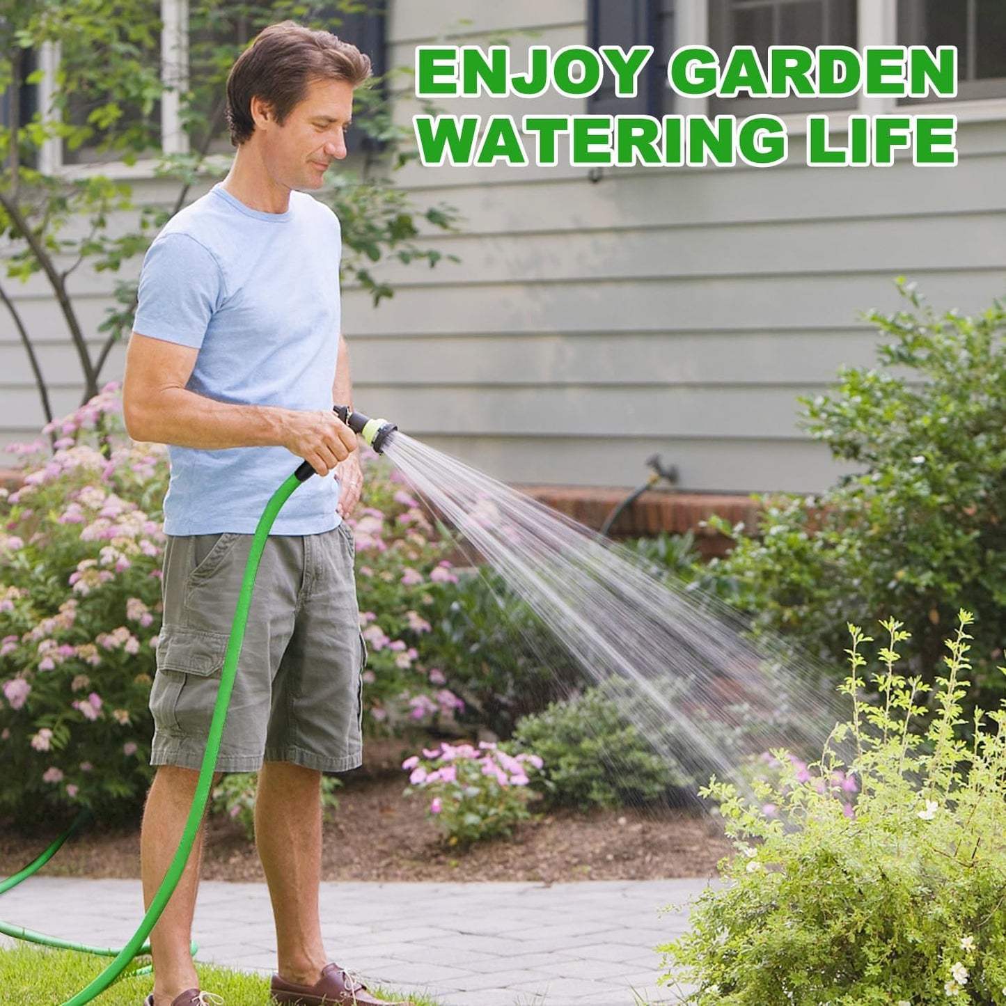 Heavy Duty Hybrid Garden Lead in Water Hose 5/8-Inch by 5-Feet 150 PSI, Kink Resistant, All-Weather Flexible with Swivel Grip Handle and 3/4" GHT Solid Brass Fittings, Gray