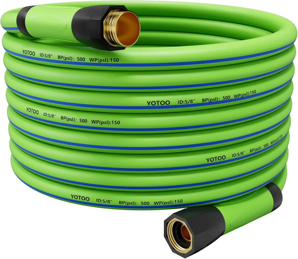 Heavy Duty Hybrid Garden Lead in Water Hose 5/8-Inch by 5-Feet 150 PSI, Kink Resistant, All-Weather Flexible with Swivel Grip Handle and 3/4" GHT Solid Brass Fittings, Gray