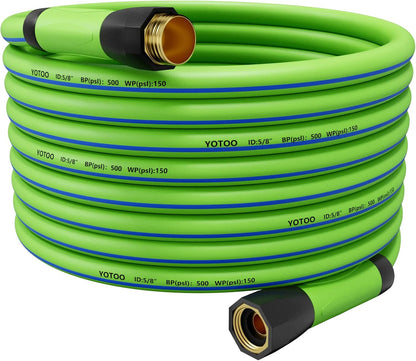 Heavy Duty Hybrid Garden Lead in Water Hose 5/8-Inch by 5-Feet 150 PSI, Kink Resistant, All-Weather Flexible with Swivel Grip Handle and 3/4" GHT Solid Brass Fittings, Gray