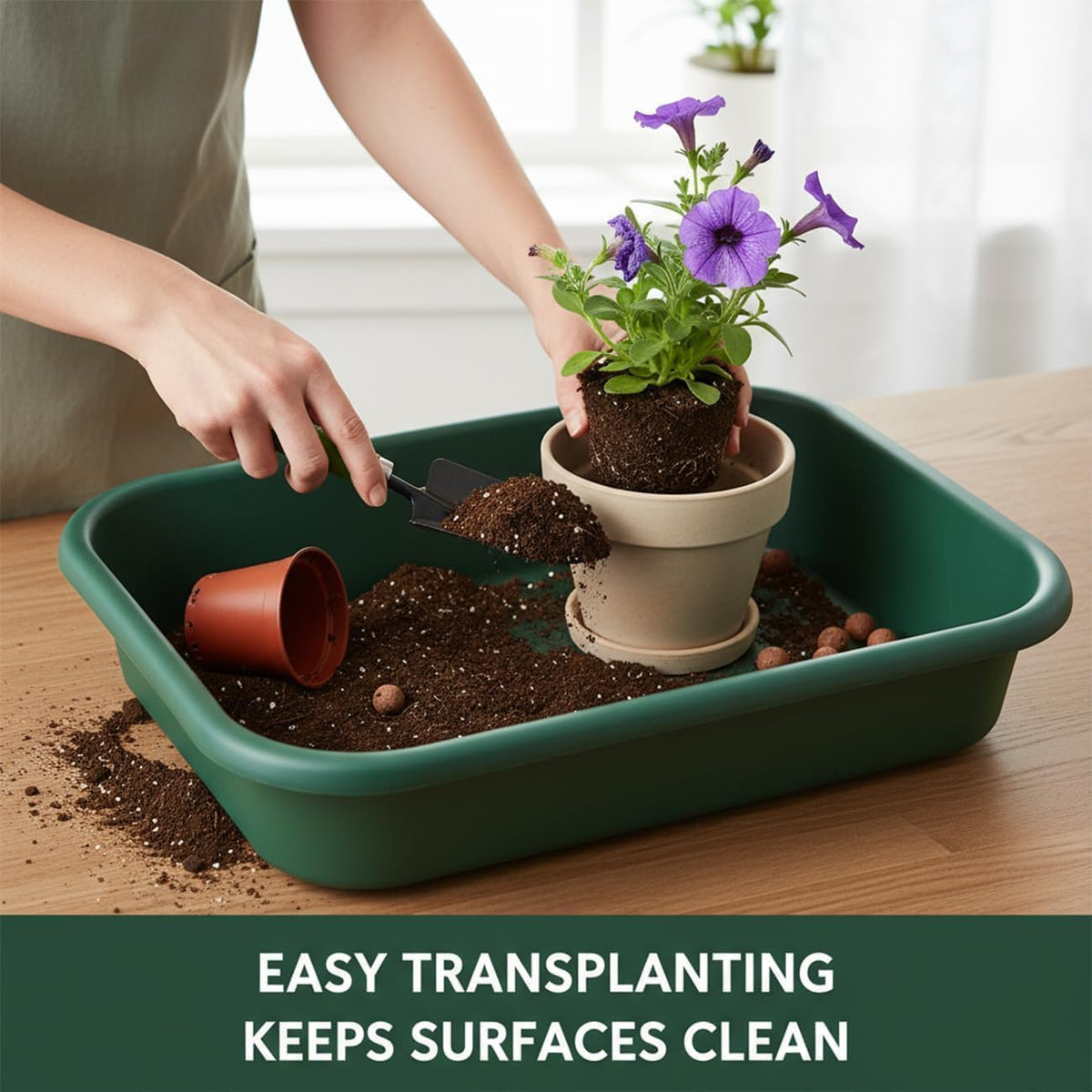 2-Pack Plant Potting Tray– MultiFunctional Large Heavy-Duty GardenTidy Tray