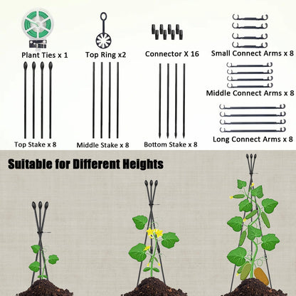 Garden Trellis for Climbing Plants Outdoor & Indoor, 47in Plant Trellis for Vines, Flowers,Tomato cage 3 Shapes Rustproof Plant Support Trellis for Potted Plants,Rose, Cucumber, Pea, Tomato, 2Pack