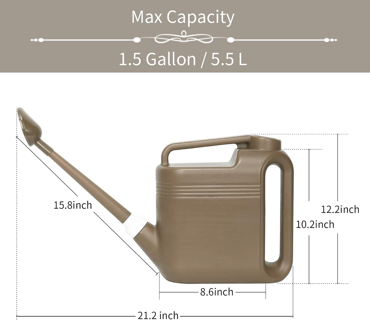 1.5 Gallon Watering Can for Outdoor & Indoor Plants, Large Garden Watering Pot with Lightweight and 5.5L Capacity, Plastic Watering Can with Long Spout and Metal Removable Sprinkler Head - Aquamarine