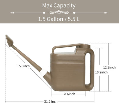 1.5 Gallon Watering Can for Outdoor & Indoor Plants, Large Garden Watering Pot with Lightweight and 5.5L Capacity, Plastic Watering Can with Long Spout and Metal Removable Sprinkler Head - Aquamarine