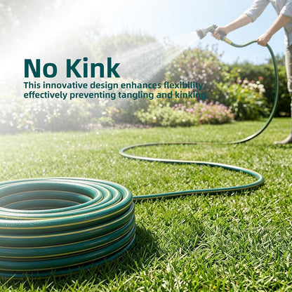Solution4Patio Short Leader Green Garden Hose 5/8 in. x 12 ft. -Kink Free, Leakproof, Male/Female Fittings -Heavy Duty Durable Flexible Lightweight Water Pipe -Brass Aluminum Ends for Household & Yard
