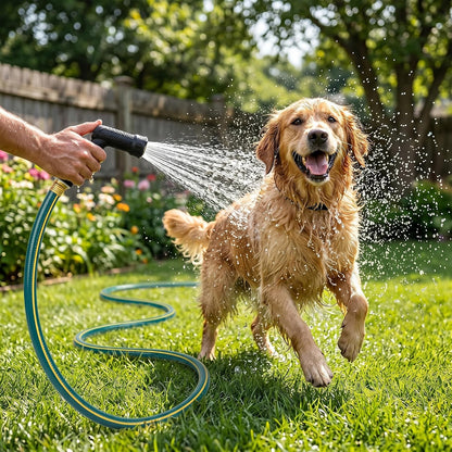 Solution4Patio Short Leader Green Garden Hose 5/8 in. x 12 ft. -Kink Free, Leakproof, Male/Female Fittings -Heavy Duty Durable Flexible Lightweight Water Pipe -Brass Aluminum Ends for Household & Yard