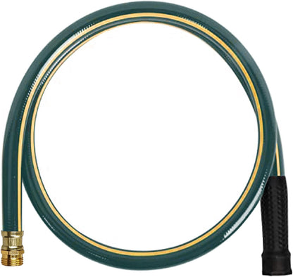 Solution4Patio Short Leader Green Garden Hose 5/8 in. x 12 ft. -Kink Free, Leakproof, Male/Female Fittings -Heavy Duty Durable Flexible Lightweight Water Pipe -Brass Aluminum Ends for Household & Yard