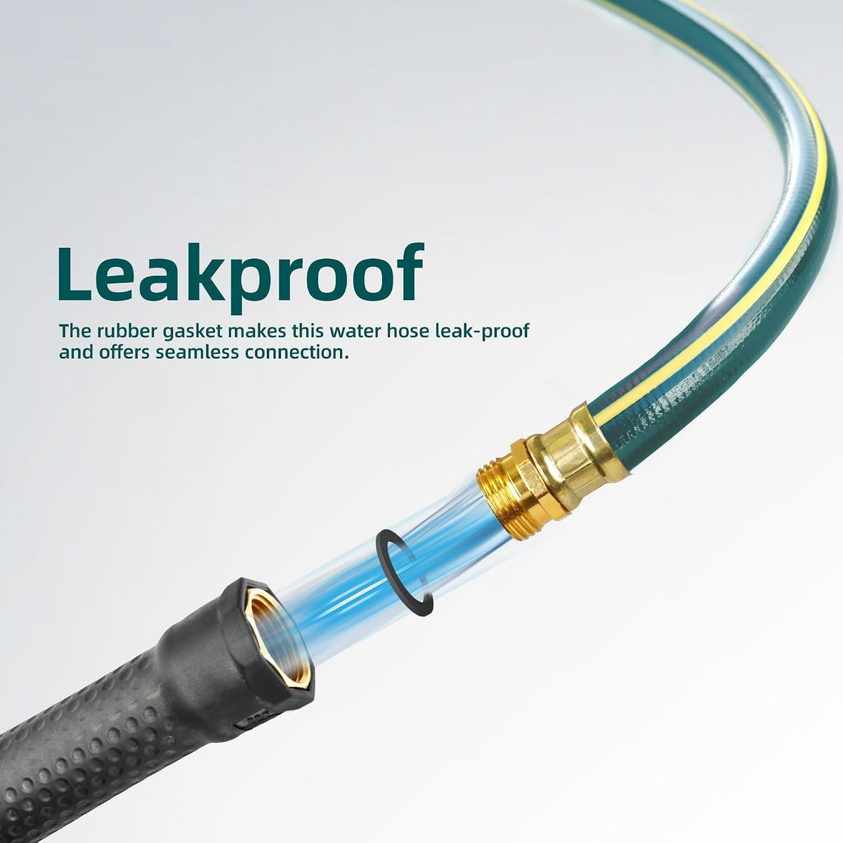 Solution4Patio Short Leader Green Garden Hose 5/8 in. x 12 ft. -Kink Free, Leakproof, Male/Female Fittings -Heavy Duty Durable Flexible Lightweight Water Pipe -Brass Aluminum Ends for Household & Yard
