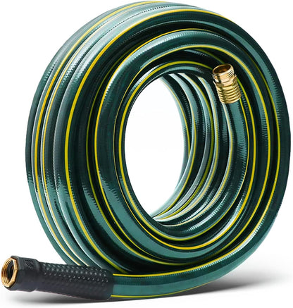 Solution4Patio Short Leader Green Garden Hose 5/8 in. x 12 ft. -Kink Free, Leakproof, Male/Female Fittings -Heavy Duty Durable Flexible Lightweight Water Pipe -Brass Aluminum Ends for Household & Yard