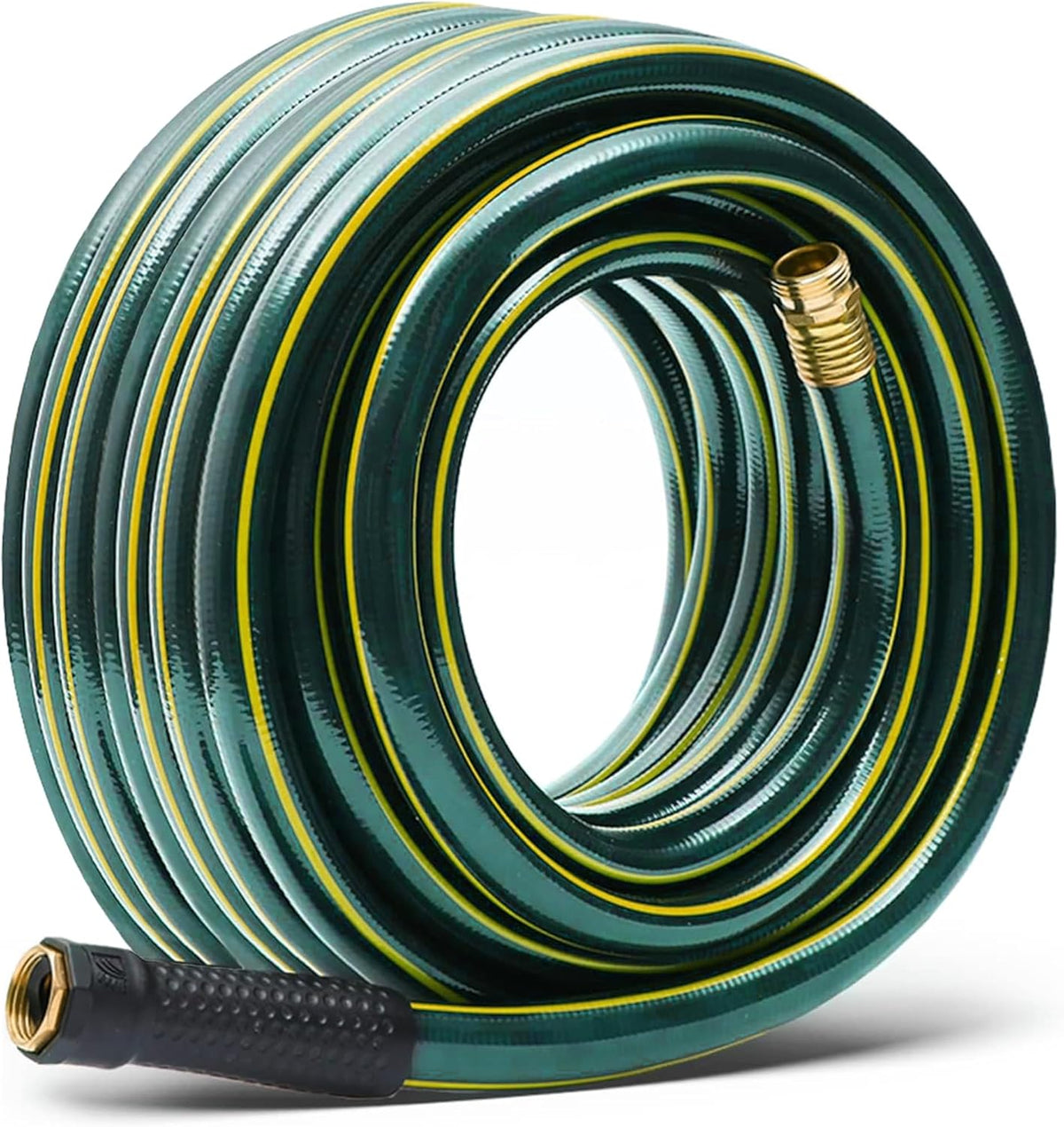 Solution4Patio Short Leader Green Garden Hose 5/8 in. x 12 ft. -Kink Free, Leakproof, Male/Female Fittings -Heavy Duty Durable Flexible Lightweight Water Pipe -Brass Aluminum Ends for Household & Yard