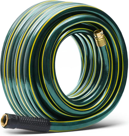 Solution4Patio Short Leader Green Garden Hose 5/8 in. x 12 ft. -Kink Free, Leakproof, Male/Female Fittings -Heavy Duty Durable Flexible Lightweight Water Pipe -Brass Aluminum Ends for Household & Yard