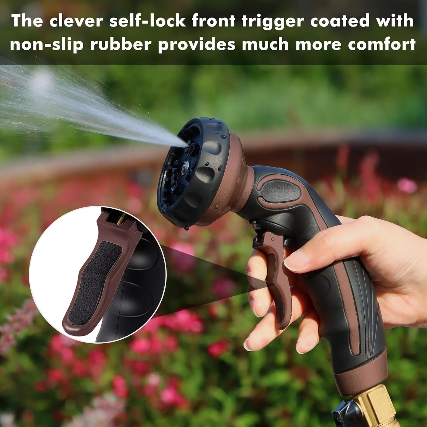 Hose Nozzle with Easy Self-Lock Trigger, Heavy Duty Water Sprayer