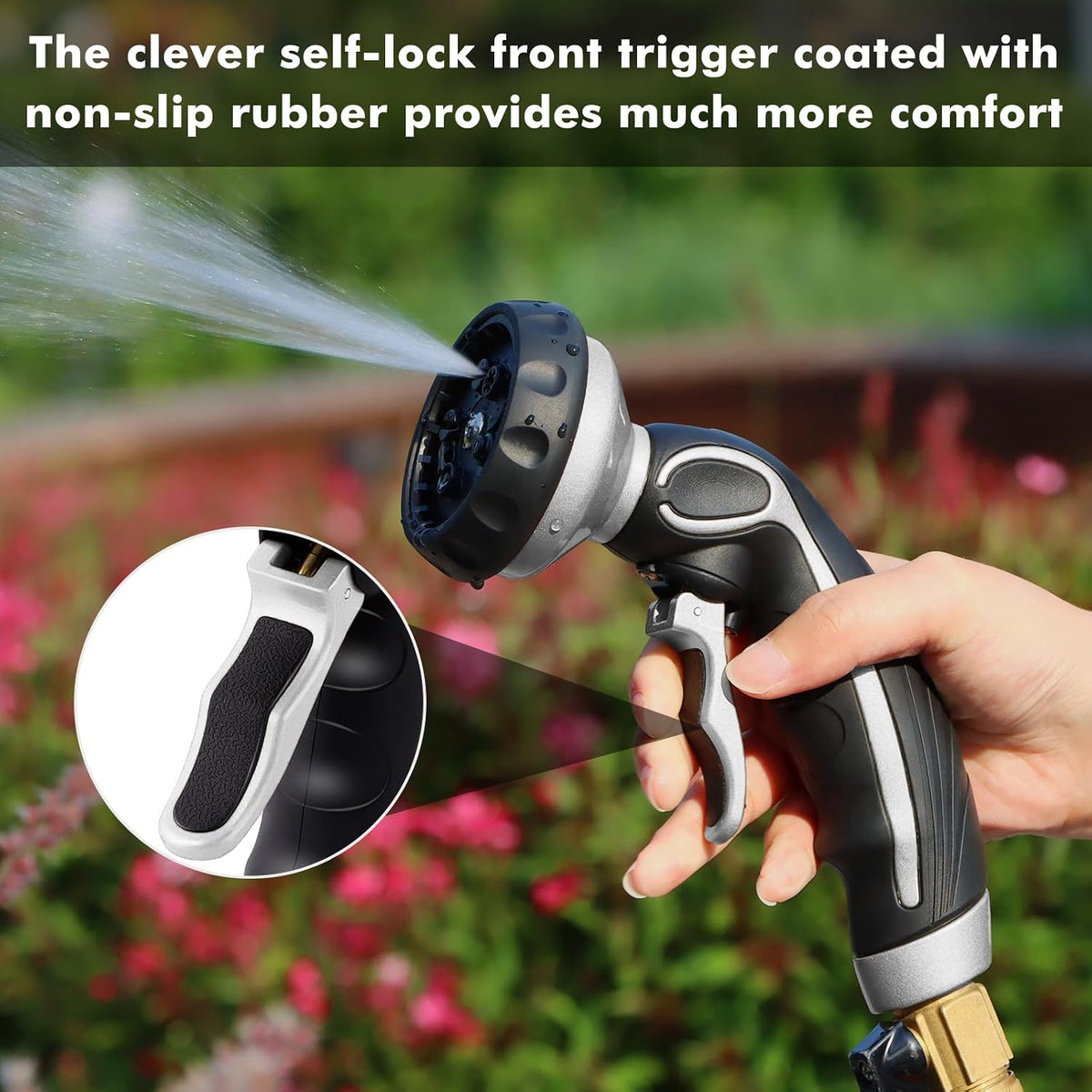 Hose Nozzle with Easy Self-Lock Trigger, Heavy Duty Water Sprayer