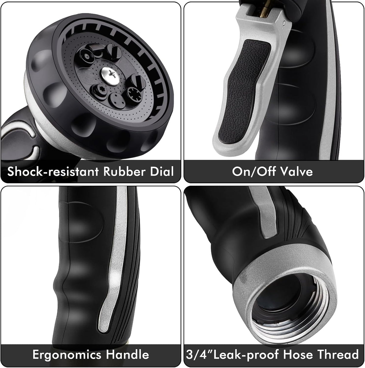Hose Nozzle with Easy Self-Lock Trigger, Heavy Duty Water Sprayer