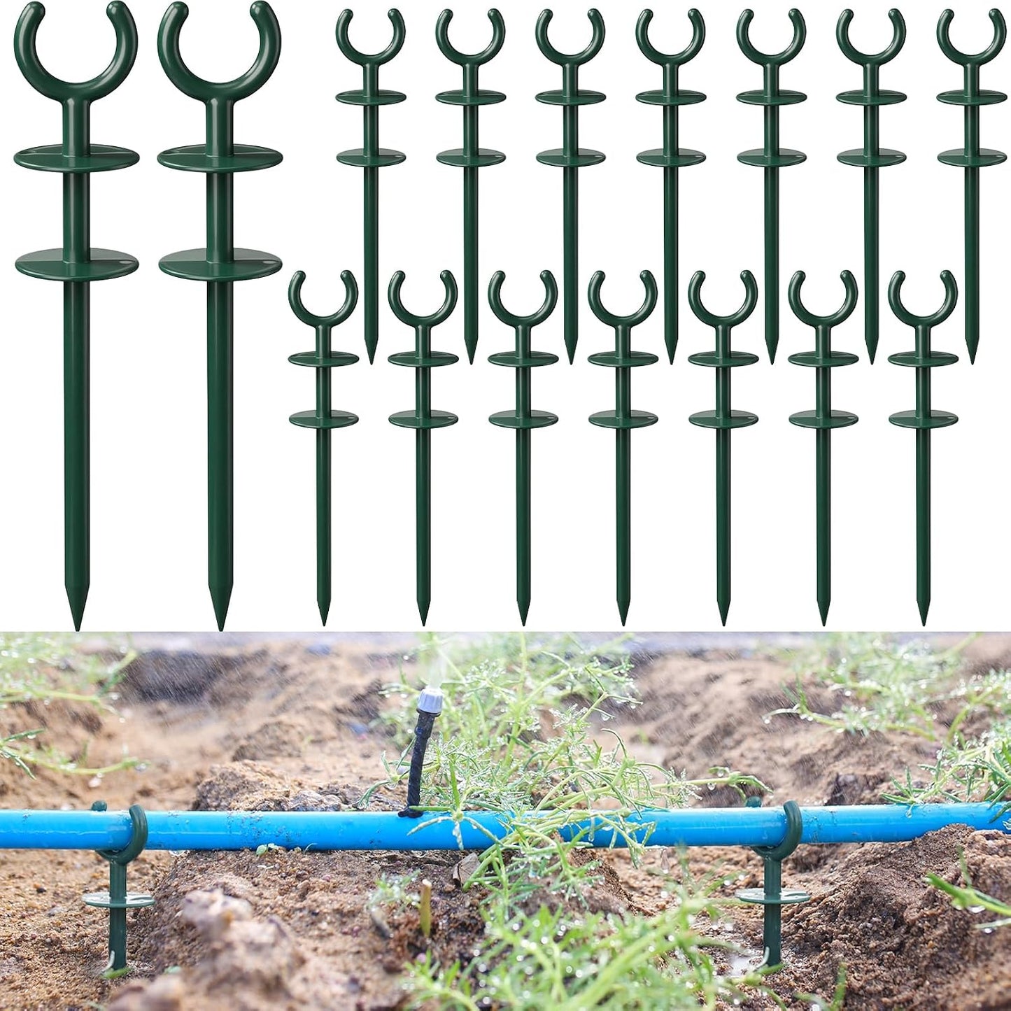 16 Pcs 3/4'' Garden Hose Guide Stakes Bulk Garden Guards Holder Spike for Plant-Saving Outside Yard Lawn to Preventing Hose Tangles and Protecting Plants