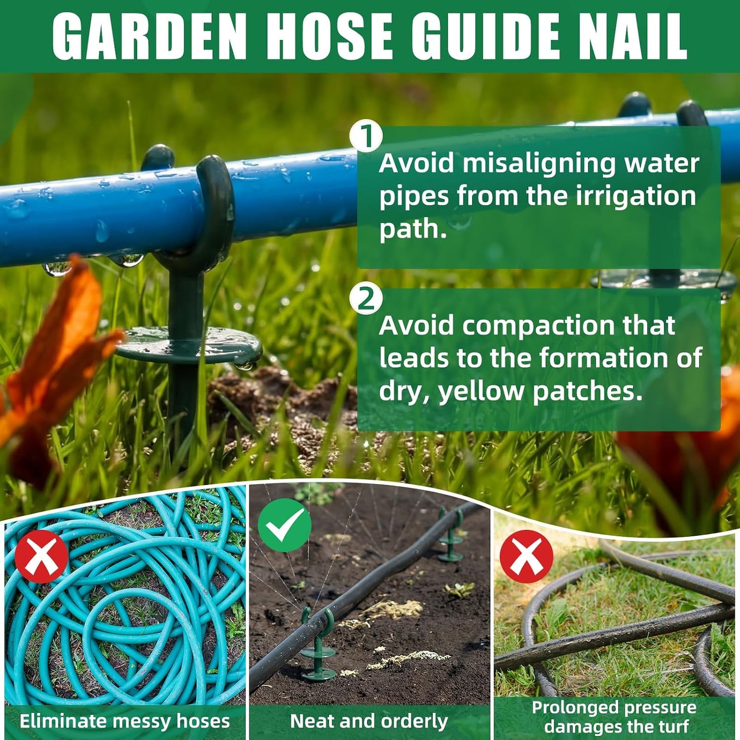 16 Pcs 3/4'' Garden Hose Guide Stakes Bulk Garden Guards Holder Spike for Plant-Saving Outside Yard Lawn to Preventing Hose Tangles and Protecting Plants