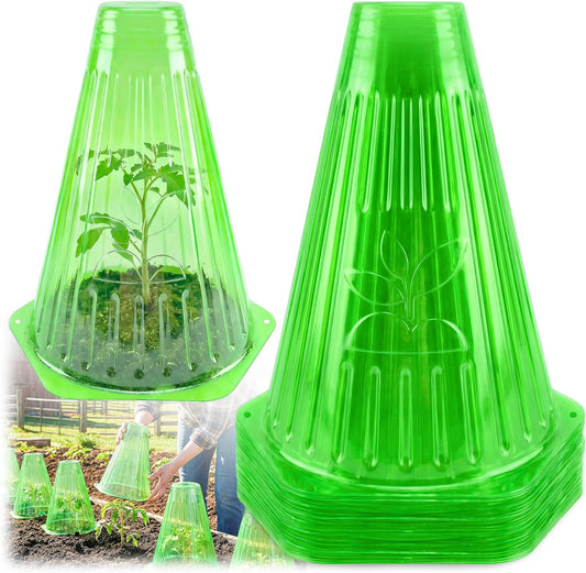 Pack 30 Garden Cloches for Plants with Top Hole, 8.6" L x 7.8" Reusable Plant Bell Cover, Protection from Freezing Weather, Birds, and Snails for Garden
