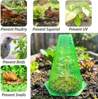 Pack 30 Garden Cloches for Plants with Top Hole, 8.6" L x 7.8" Reusable Plant Bell Cover, Protection from Freezing Weather, Birds, and Snails for Garden