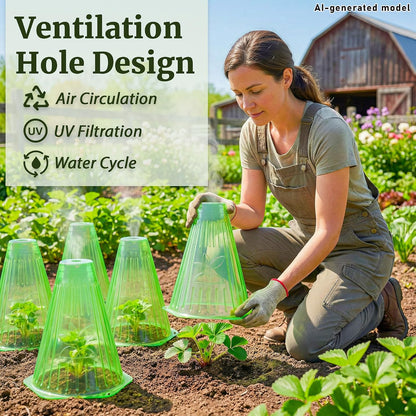 Pack 30 Garden Cloches for Plants with Top Hole, 8.6" L x 7.8" Reusable Plant Bell Cover, Protection from Freezing Weather, Birds, and Snails for Garden
