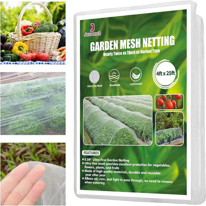 4 x 25 ft Garden Netting Row Cover, Ultra Fine Mesh for Plants