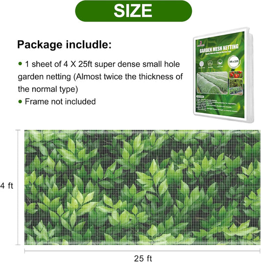 4 x 25 ft Garden Netting Row Cover, Ultra Fine Mesh for Plants
