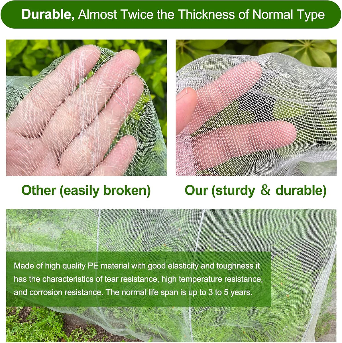 4 x 25 ft Garden Netting Row Cover, Ultra Fine Mesh for Plants