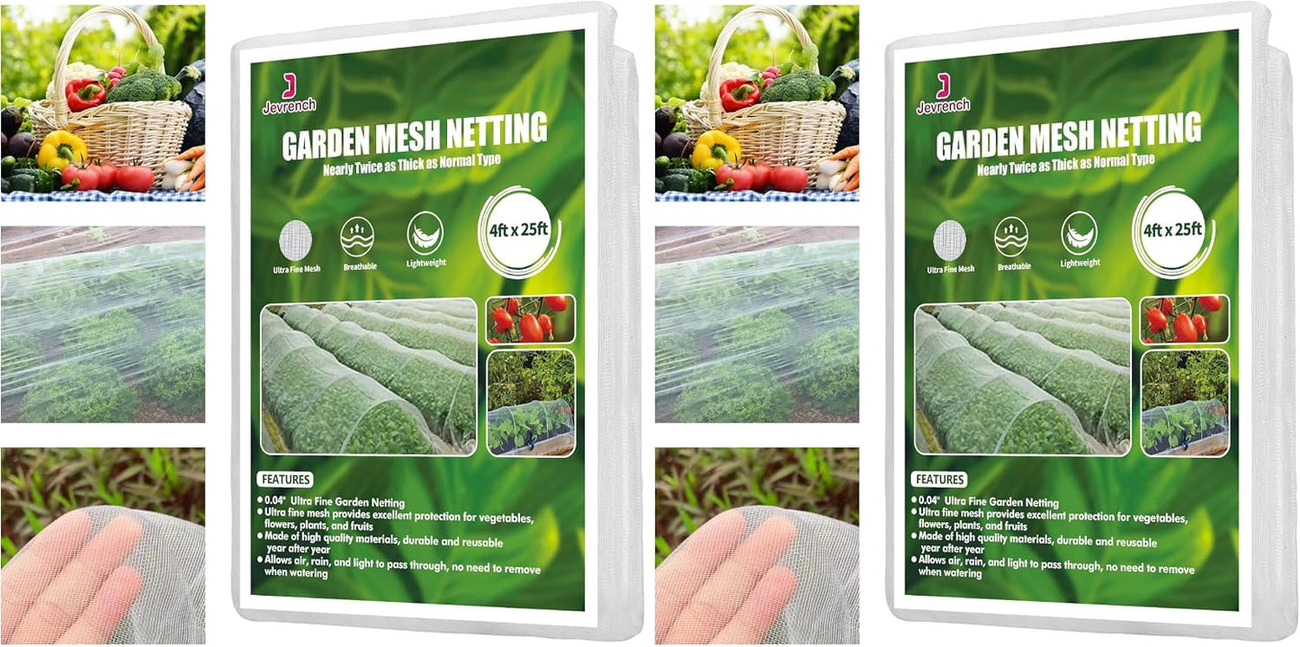4 x 25 ft Garden Netting Row Cover, Ultra Fine Mesh for Plants