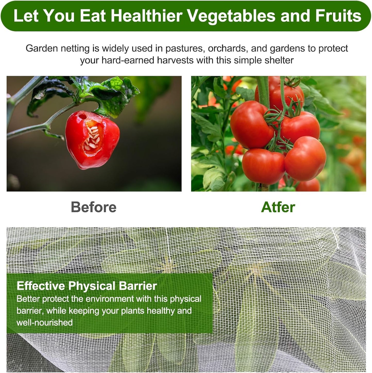 4 x 25 ft Garden Netting Row Cover, Ultra Fine Mesh for Plants