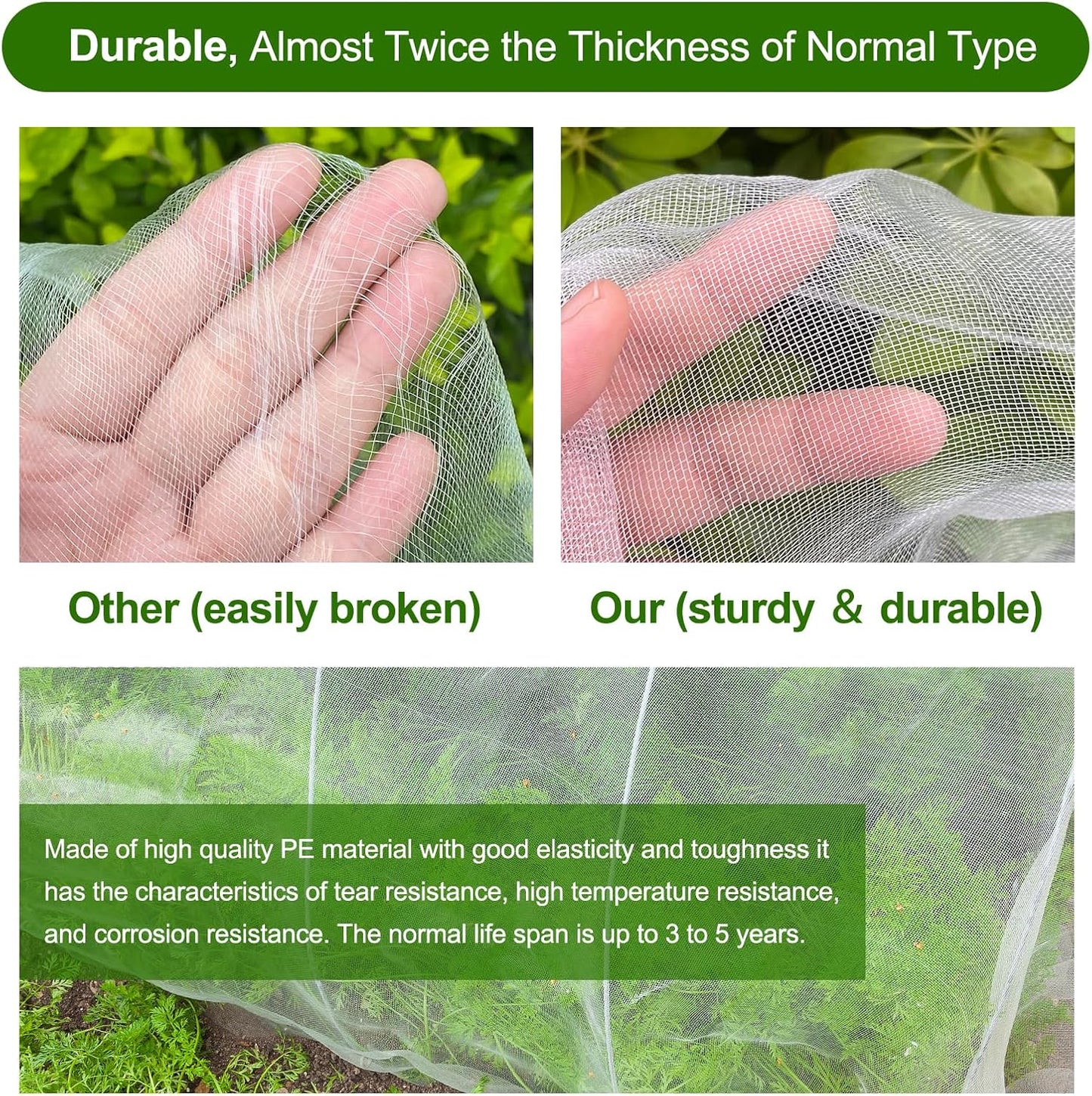 4 x 25 ft Garden Netting Row Cover, Ultra Fine Mesh for Plants