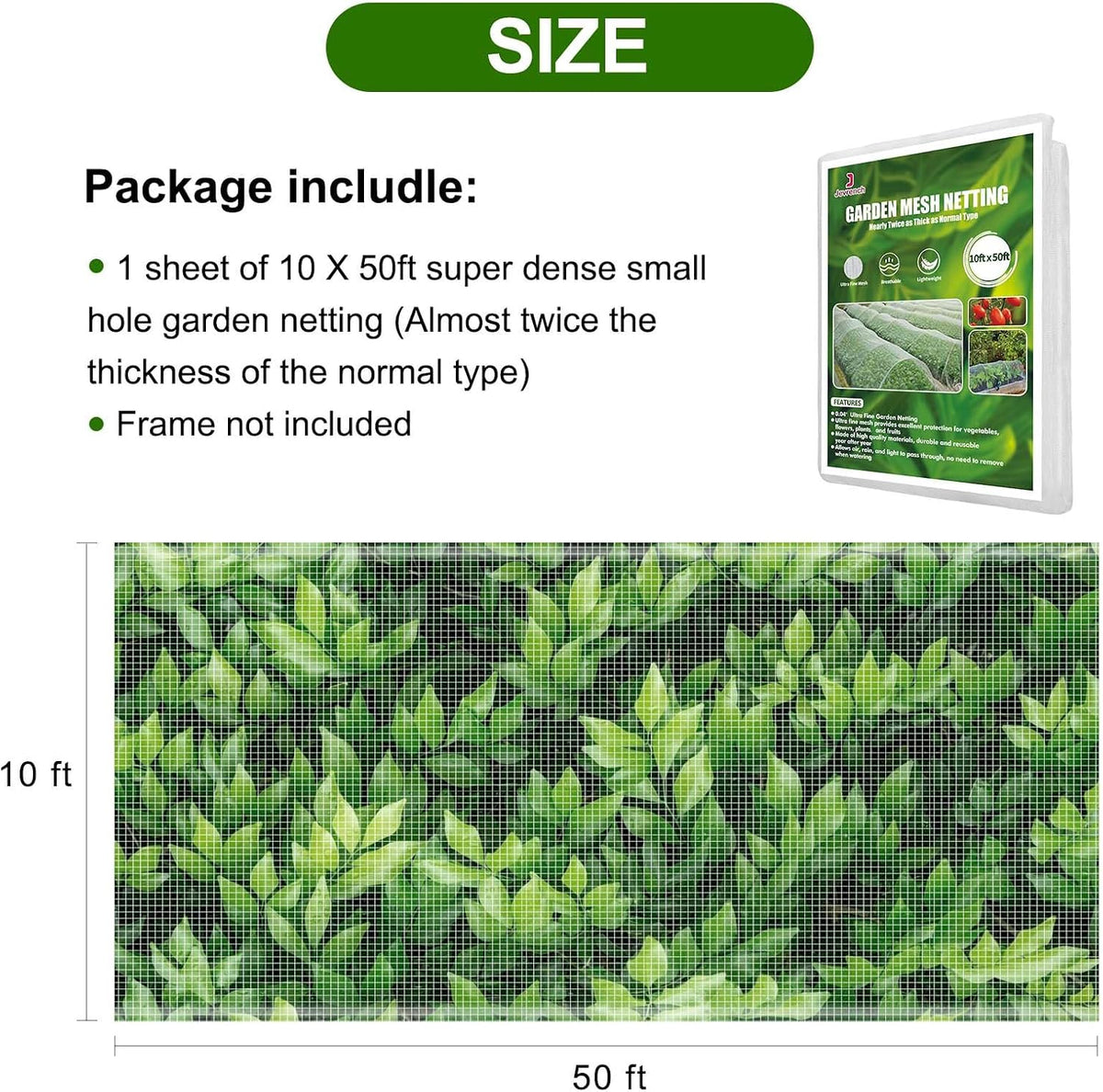 4 x 25 ft Garden Netting Row Cover, Ultra Fine Mesh for Plants