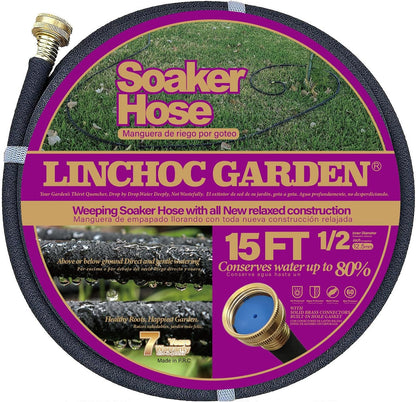 1/2 Inch 15FT Soaker Hose - Lightweight Flexible Design for Compact Spaces | Eco-Friendly & Root-Targeted Watering