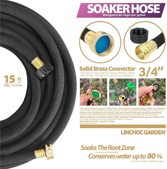 1/2 Inch 15FT Soaker Hose - Lightweight Flexible Design for Compact Spaces | Eco-Friendly & Root-Targeted Watering