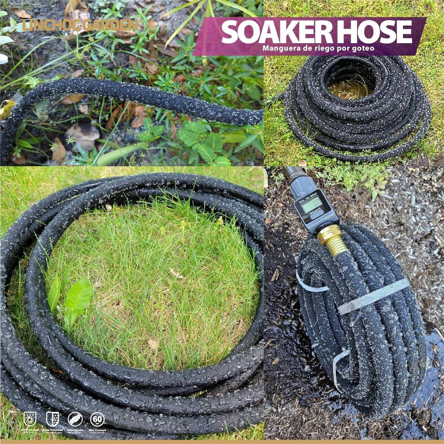 1/2 Inch 15FT Soaker Hose - Lightweight Flexible Design for Compact Spaces | Eco-Friendly & Root-Targeted Watering