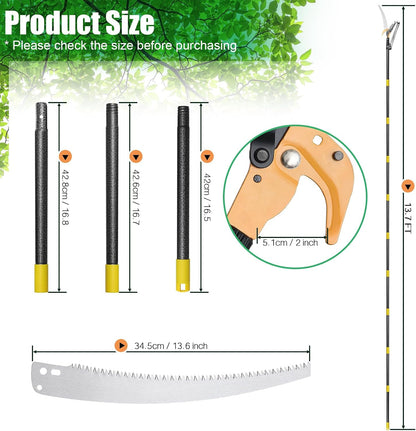 Pole Saw for Tree Trimming, 13.7FT Extendable Manual Tree Pruners