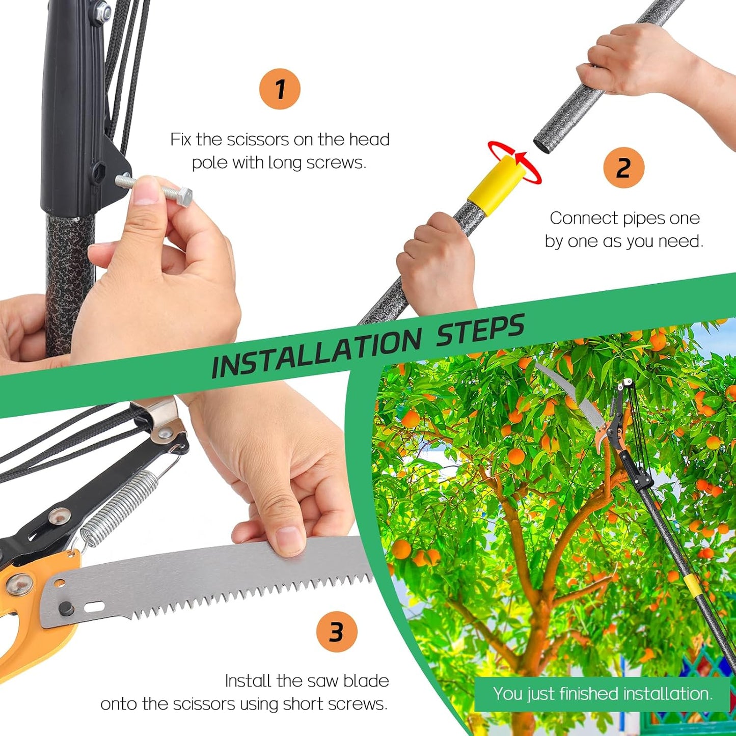 Pole Saw for Tree Trimming, 13.7FT Extendable Manual Tree Pruners