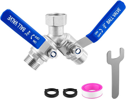 304 Stainless Steel Garden Hose Splitter 2 Way Heavy Duty Garden Hose Y Splitter, 3/4" GHT Water Hose Splitter 2 Way, Full Flow Garden Hose Splitter Adapter With Wrench