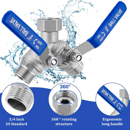 304 Stainless Steel Garden Hose Splitter 2 Way Heavy Duty Garden Hose Y Splitter, 3/4" GHT Water Hose Splitter 2 Way, Full Flow Garden Hose Splitter Adapter With Wrench