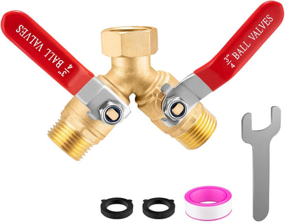 304 Stainless Steel Garden Hose Splitter 2 Way Heavy Duty Garden Hose Y Splitter, 3/4" GHT Water Hose Splitter 2 Way, Full Flow Garden Hose Splitter Adapter With Wrench