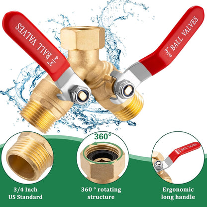 304 Stainless Steel Garden Hose Splitter 2 Way Heavy Duty Garden Hose Y Splitter, 3/4" GHT Water Hose Splitter 2 Way, Full Flow Garden Hose Splitter Adapter With Wrench