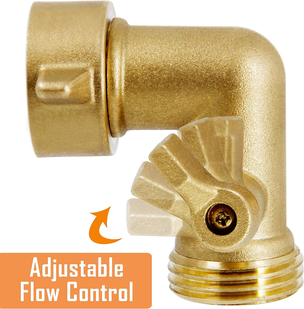Garden Hose Elbow Connector, 90 Degree Brass Garden Hose Elbow Adapter with Shut Off Valves, 2 Pack